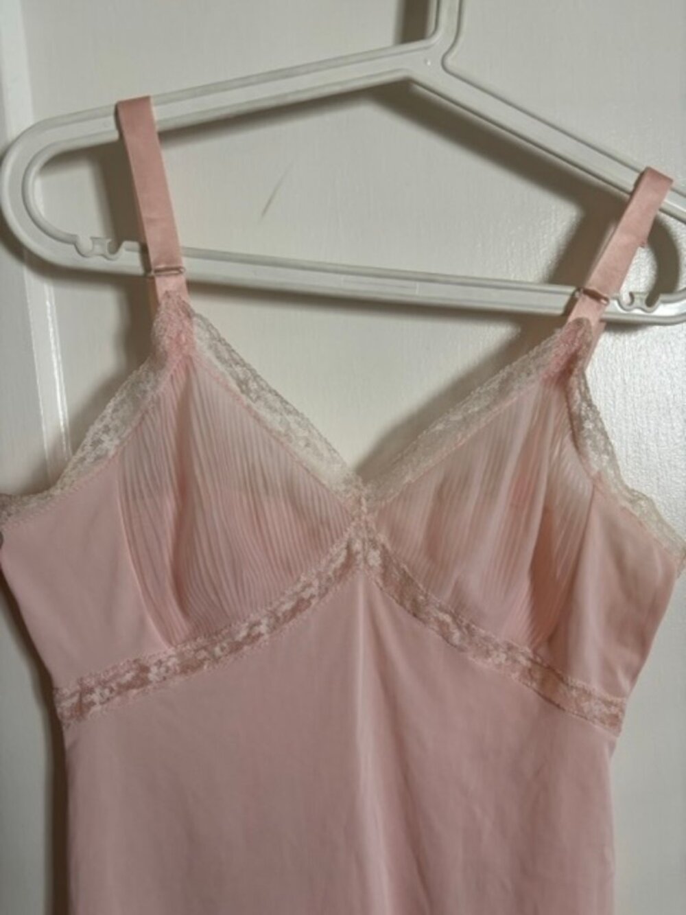 1930's Pink Silk Slip Dress with Lace Trim